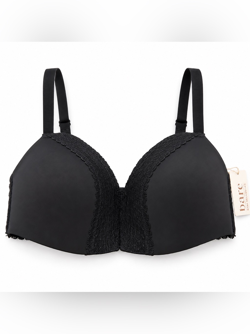 Bare Necessities Front Close Wirefree Lounge Bra women size 32B Black Lace New